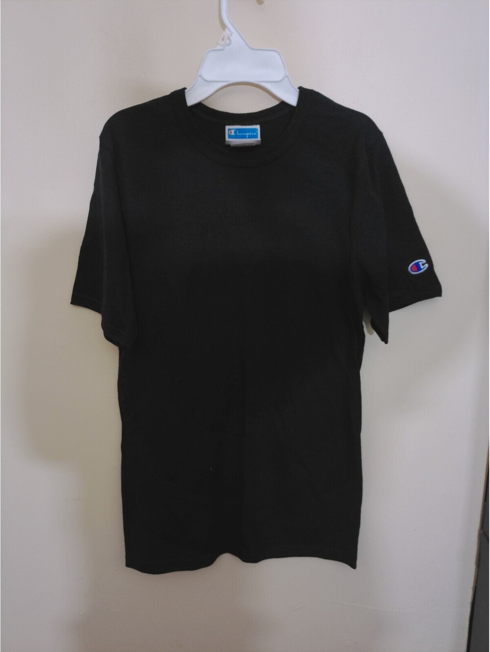 Champion T Shirt Mens Black Size XS Short Sleeve Crew Neck Logo Tee 100% Cotton